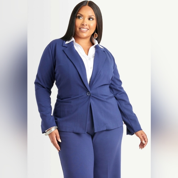 Ashley Stewart Blue Ponte Blazer - Picture 4 of 5